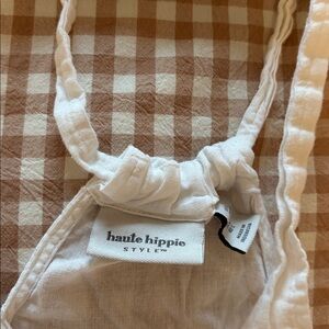 Haute Hippie White Linen Wide Leg Swim Cover Up Jumpsuit Size L